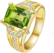 10.25 Ratti 9.00 Carat Certified Green Peridot Gemstone Gold Plated Adjustable Ring/Anguthi For Men 
