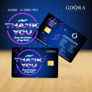 GDORA Gold Bar 0.10gram '' Thank You Blue '' 999.99