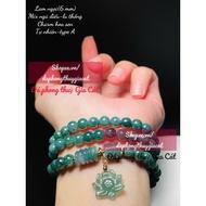 Lam Ngoc Jadite 5A 3-wound Bracelet Chain Mix Ngu Dieu + Lu Thong + Lotus size 6mm Svip Inspected Go
