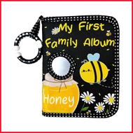 Soft Photo Album First Baby Picture Book Toddler Photo Album Bee Print Scrapbook with Safe Mirror Ho