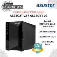 ASUSTOR DRIVESTOR 2 Pro Gen2 AS3302T AS3304T v2 NAS - 2 Bay/4 Bay, Realtek RTD1619B Quad-Core 1.7GHz