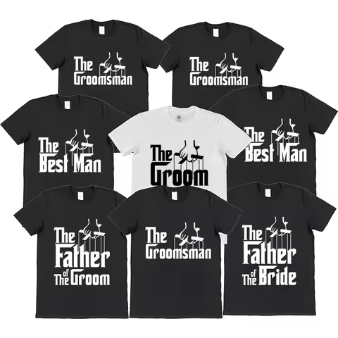 EVG Team Father of The Groom T Shirts Best Man Tshirt Single Farewell Bachelor Stag Party Tees Weddi