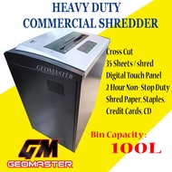 Geomaster Super Large Commercial Paper Shredder - 100L Cross Cut Paper Shredder