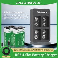 ⚡Ready Stock 9V Battery Charger 4 Slots 9V Rechargeable NiMH 9V Batteries Mixed Charging Ship in 24h