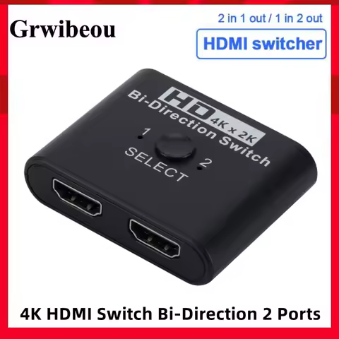 HDMI Switcher Bi-Direction 4K x 2K HDMI Splitter 2 in 1 Out/1 in 2 Out for Laptop PC Xbox PS3/4 TV B