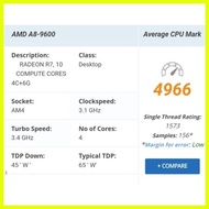 ✔ ▤ ✗ Original A8 Series A8 9600 CPU 3.1 GHz 65W Quad Core Processor Socket AM4 AMD Radeon R7 9600