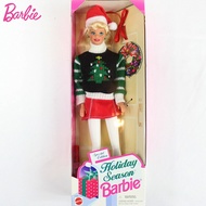 Barbie 1996 Holiday Season Doll Christmas Hat Sweater Skirt Atmosphere Clothes Toys for Kids Special Christmas Gift