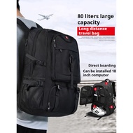 [Ready stock] 50-80L Travel Backpack bag waterproof hiking Bag with shoe compartment 18 inch laptop 