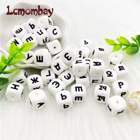 10pc 12mm Silicone Beads Russian English Letters Bead Food Grade Silicone Bead For DIY Baby Teething