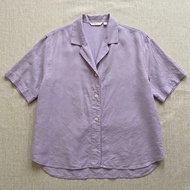 Uniqlo Linen-Blend Open Collar Short-Sleeve Shirt (Lilac / Light Violet) - pre-loved