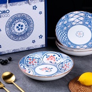 QOMO Bohemian 4pcs Ceramic Rice Plates Set Gift With Box Seramik Pinggan Set Hadiah Goodies For Door