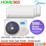 (PRE-ORDER) Midea Inverter Multi-Split AirCon MAE-3M25E/MSEID-09(S) x 2 + MSEID-18(S)