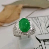 925 Pure Silver Men's Ring With Green Jade. Cincin Perak Lelaki Dengan Batu Permata Jade.