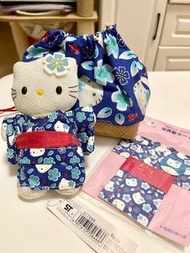 Hello kitty 1999年浴袍系列束口袋+公仔+咭