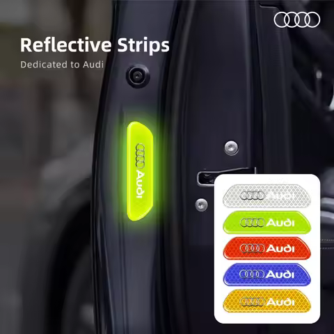 4PCS Car Door Sticker Safety Warning Reflective Mark For Audi Sline RS A3 A4 A6 A5 Q5 A1 Q7 Q3 Q2 Q8