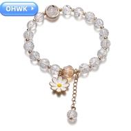 OHWK Korean Daisy Bracelet, Multicolor Lucky Bohemian Bracelet,  Elastic Handmade Bracelet Bohemian 