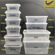 Ready stock SQ1 SQ5 SQ7 SQ1500 Square Microwave Food Container With Lid / Kotak Plastik Kek