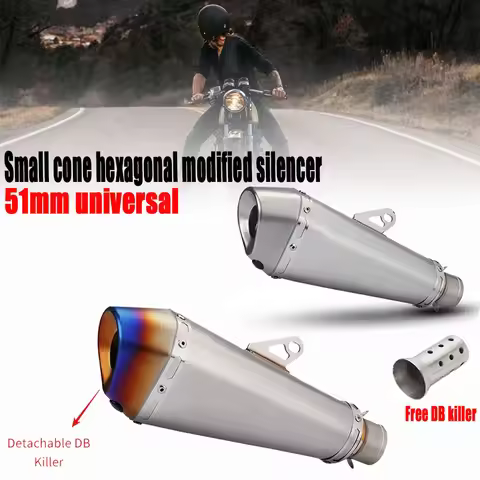 51mm Universal Motorcycle Exhaust Pipe For Akrapovic Muffler with DB Killer Muffler For Z900 SV650 R