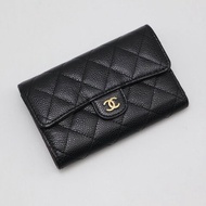 CHANEL 經典粒面牛皮中夾 - 黑金