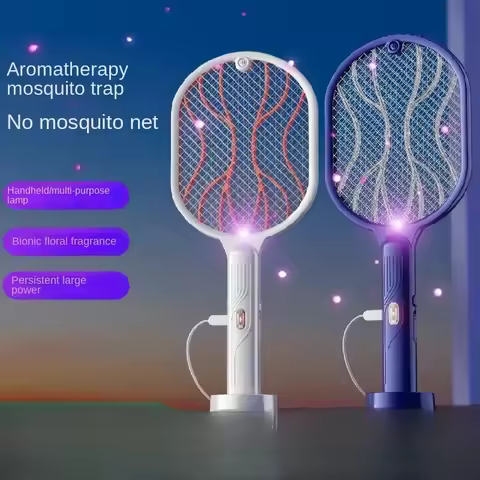 Mosquito Swatter USB Rechargeable Mosquito Killer, Lamp Electric Mosquito Swatter, 2-in-1 Outdoor Ho
