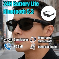 Wireless Bluetooth 5.3 Smart Glasses Call Function Audio Stereo Sunglasses 24H All-Day Battery Life 
