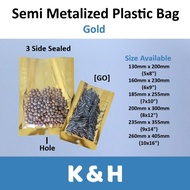 Beg Plastik (50pcs) Gold Semi Metalise Bag / 1 Side Silver 1 Side Transparent / Plastic Bag / Beg Pl