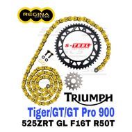 REGINA Sprocket Set TRIUMPH TIGER GT PRO 990 525 ZRT Ring Gold Chain Rantai Spoket ZRING ZRA Black Z
