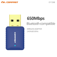 Comfast 5Ghz Wireless Wifi Adapter 650Mbps Dual Band Antenna 802.11 AC Driver-Free USB Bluetooth Com