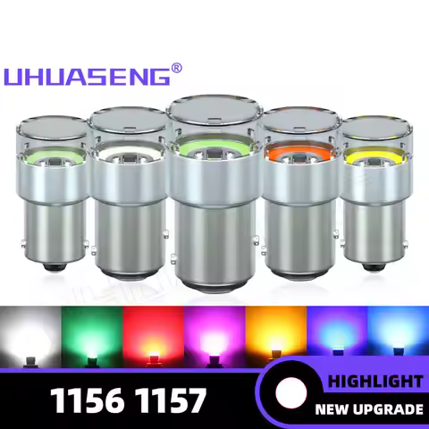 UHUASENG 2PCS 1156 1157 Red 12V 24V Brake Reverse R5W R10W BAY15D BA15S P21W P21/5W Led Bulb Truck S