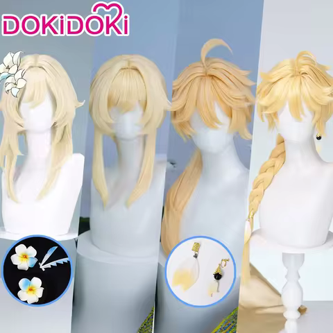 IN STOCK Aether Lumine Traveler Wig Game Genshin Impact Cosplay DokiDoki Traveler New Skin Cosplay W