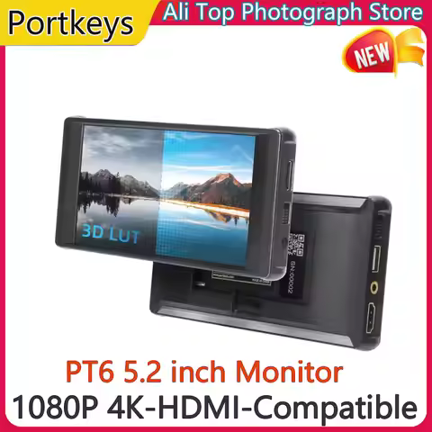 Portkeys PT6 5.2 inch Monitor Touch Screen 3D LUT 600nit 1080P 4K-HDMI-Compatible Display Field Moin