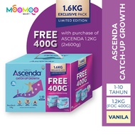 ASCENDA CUG Catch-Up Growth 1.2kg (FREE 400g) Vanilla Milk Formula (1-10 Tahun) Susu Tepung Formula