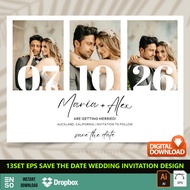 13-Set AI/EPS Save The Date Wedding Invitation Card Design Template | Adobe Illustrator Digital File