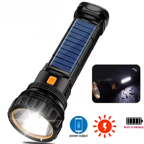 1PC Multi-function Solar LED Flashlight Outdoor Long Range Torch Emergency Power Bank LED Solar Flas