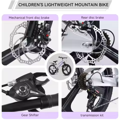 FKZNPJ 20 Inch Kids Mountain Bike, 7-Speed Youth Bicycle with Magnesium Alloy Frame & One-Piece Whee