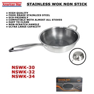 STAINLESS STEEL NONSTICK WOK HIGH QUALITY FOOD GRADE ULTRA LARGE