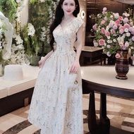 Lady's long dress, floral dress with ruffled collar and long flared skirt 790(Z4) NC N.c