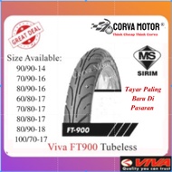 Corva Motor Tayar Viva Tubeless Ft900 Tajam Tubeless Tyre 90/90-14 70/90-16 80/90-16 60/80-17, 7/80-