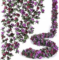 Xiao Hua 8 Pieces 66ft Garland, Artificial Rose Vine Flowers, Green Leaves to Hang in Room, Annivers