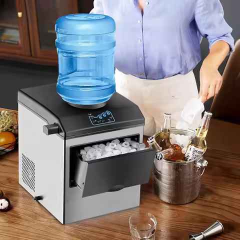 Countertop Ice Maker with Water Dispenser 48LBS/24H 6 Mins Ice Making 5LBS Storage