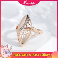 Loverjojo Elegant Oval Hollow Geometric White Zircon Women Rings 585 Rose Gold Color Bridal Wedding 