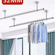 304 Stainless Steel 2.5mm Thick Drying Rack, Fixed Ceiling Mounted Windproof Wave Single Rod Clothes