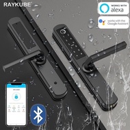 【In stock】RAYKUBE Biometric Fingerprint Door Lock DQ03 TTlock APP 304 IP68 Waterproof Stainless Steel lock For Sliding Grill Gate Lock HDB Metal Gate IQJR