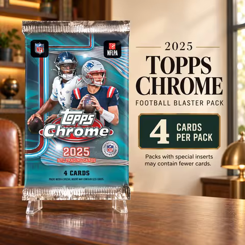 2025 Topps Chrome Football Blaster Pack, 4 Cards Per Pack, Modern Sports Trading Cards for Football 