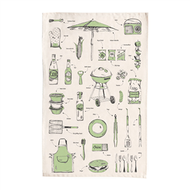 有機棉碗盤擦布 英式烤肉 (綠色) Tea Towels (Organic) - British Barbecue (Green)【Victoria Eggs英國蛋】 (新品)