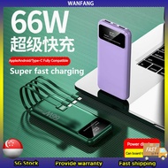 SG Stock 66W PD Super Fast Charge 10000mAh PowerBank Mini Power Bank LED Display Slim Battery Fast Charging with 4 Cable