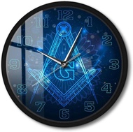 Freemason Logo Silent Non-Ticking Wall Clock with Metal Frame Battery Operated Master Mason Home Dec