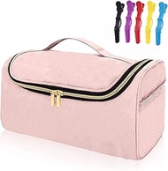 FRMARCH Travel Storage Bag Compatible with Dyson Airwrap Styler, Portable Travel Organizer with Clips for Airwrap Hair Styler Case and Attachments, Cosmetic Travel Cases with Hanging Hook, Pink,