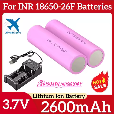 18650 26F 3.7V 2600mAh Rechargeable Battery With USB Charger, Suitable For Our 18650 Toys, Tools, Fl