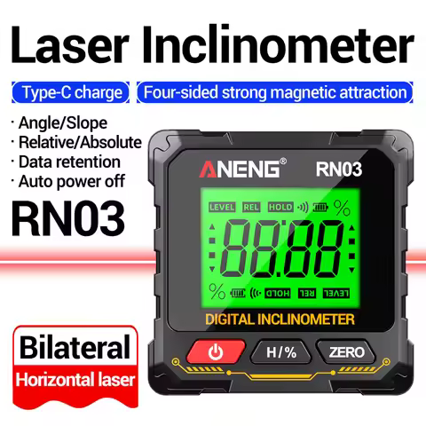 Laser Digital Inclinometer Magnes ANENG RN02/RN03 USB-C Charge Angle Gauge Finder Meter Level Box Pr